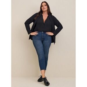 Torrid Harper Black V-Neck Button Front Utility Pocket Long Sleeve Blouse Size 3